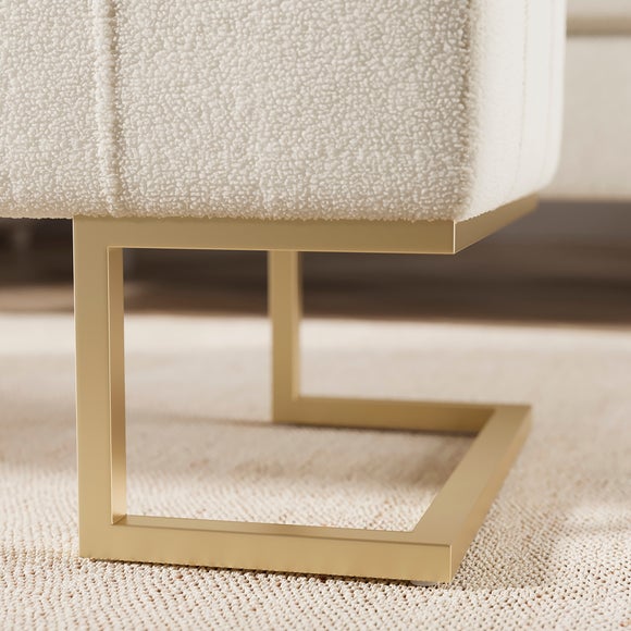 Holland Tray Table Ottoman, Ivory Sherpa
