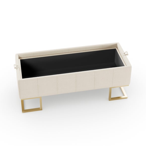 Holland Tray Table Ottoman, Ivory Sherpa