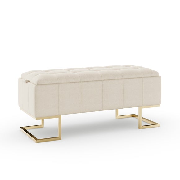 Holland Tray Table Ottoman, Ivory Sherpa