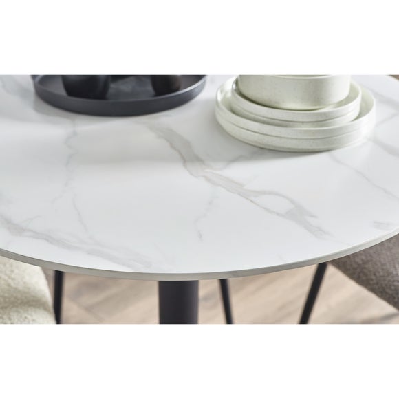 Luca 4 Seater Round Dining Table, Marble