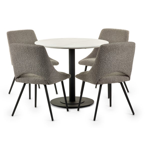 Luca 4 Seater Round Dining Table, Marble
