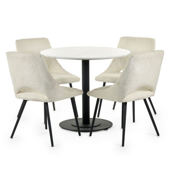 Luca 4 Seater Round Dining Table, Marble