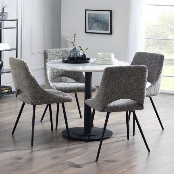 Luca 4 Seater Round Dining Table, Marble