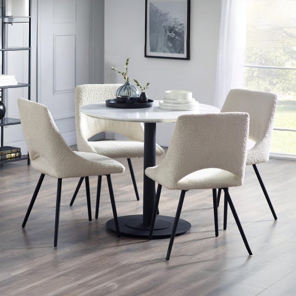 Luca 4 Seater Round Dining Table, Marble
