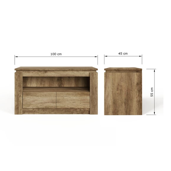 Canyon Oak 2 Drawer TV Unit for TVs up to 44"