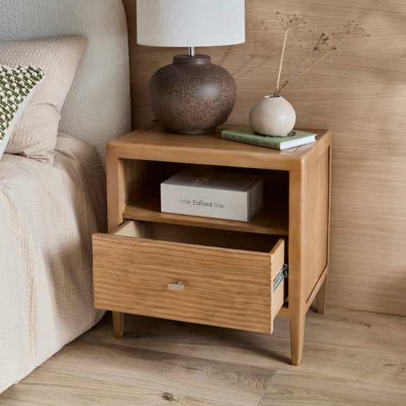 Edited Life Olsson Hand Carved 1 Drawer Bedside Table