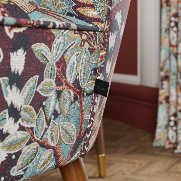 Eliza Wooden Arm Jacquard Nature's Exhibitionists Occasional Armchair Wild Tropics