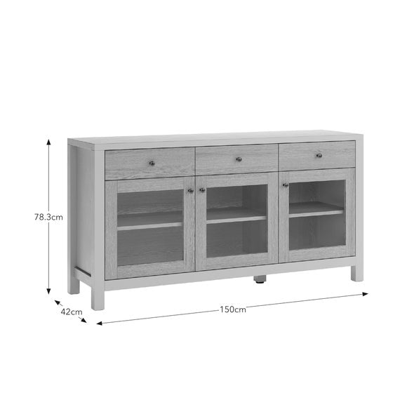 Olney Glazed Extra Wide Sideboard, Stone & Oak Effect