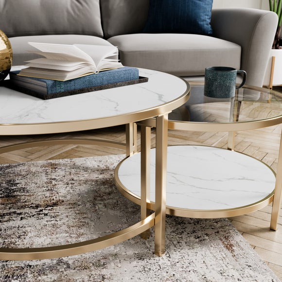 Sofia Faux Marble Nest of Coffee Tables