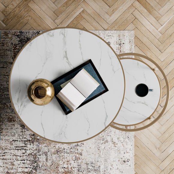 Sofia Faux Marble Nest of Coffee Tables