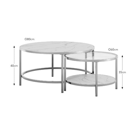 Sofia Faux Marble Nest of Coffee Tables