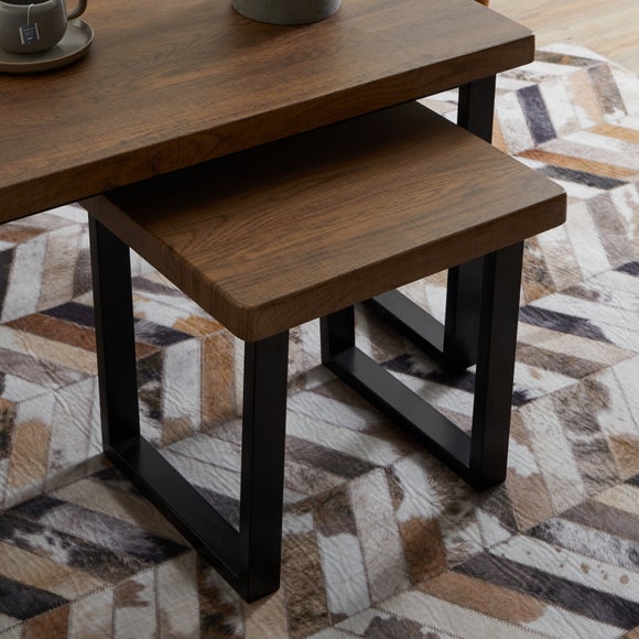 Freddie Nest Coffee Tables, Rustic Wood Effect