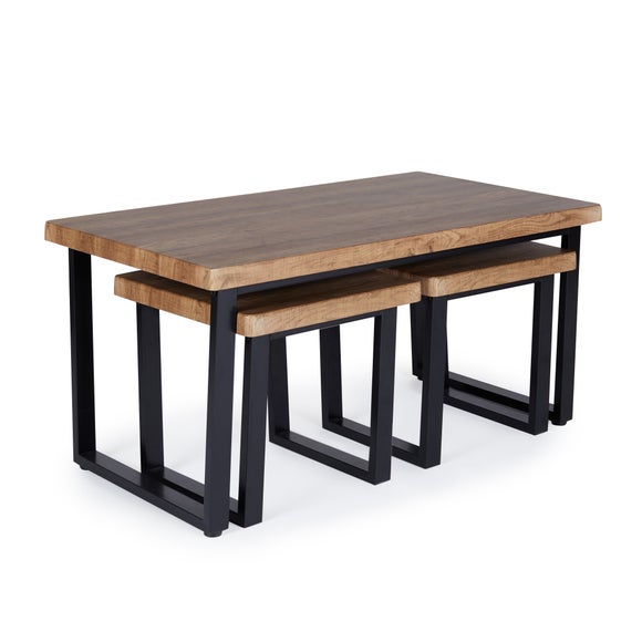 Freddie Nest Coffee Tables, Rustic Wood Effect