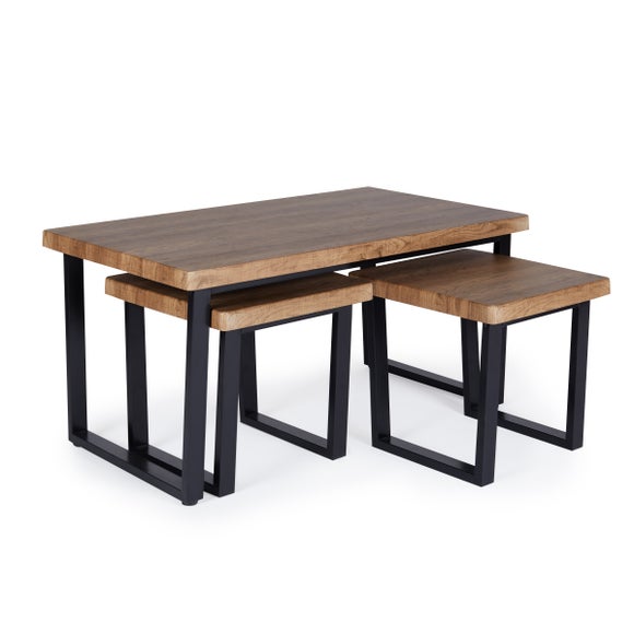 Freddie Nest Coffee Tables, Rustic Wood Effect
