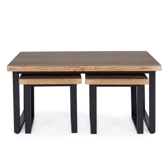 Freddie Nest Coffee Tables, Rustic Wood Effect