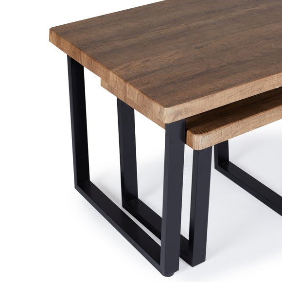 Freddie Nest Coffee Tables, Rustic Wood Effect