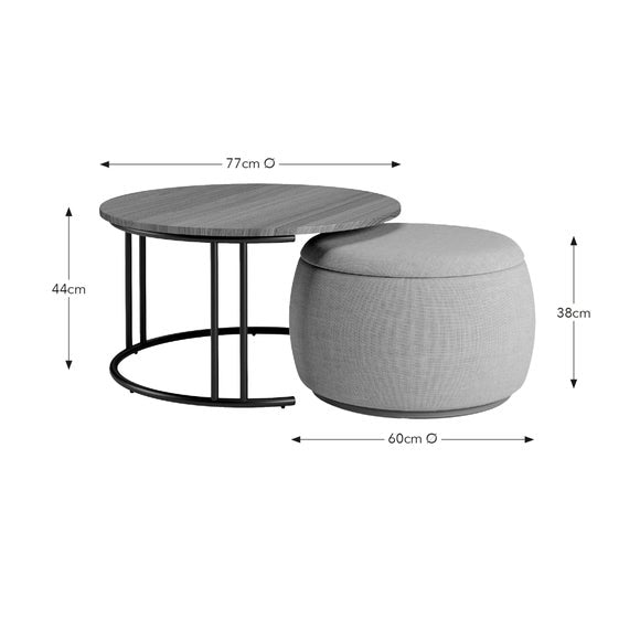 Bryant Upholstered Pouffe Coffee Table Nest, product image 15