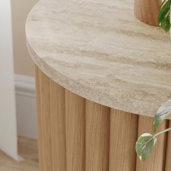 Lucin Travertine Effect Bedside Table