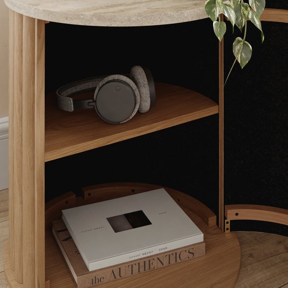 Lucin Travertine Effect Bedside Table