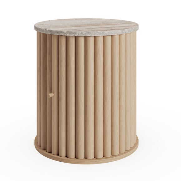 Lucin Travertine Effect Bedside Table