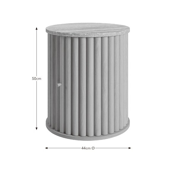 Lucin Travertine Effect Bedside Table