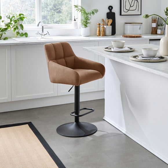 Jase Adjustable Height Barstool, Faux Leather, product image 1