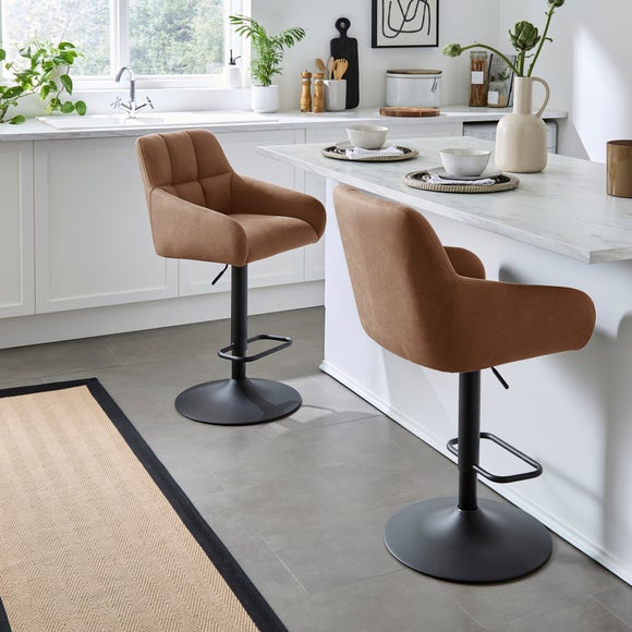 Jase Adjustable Height Barstool, Faux Leather, product image 2