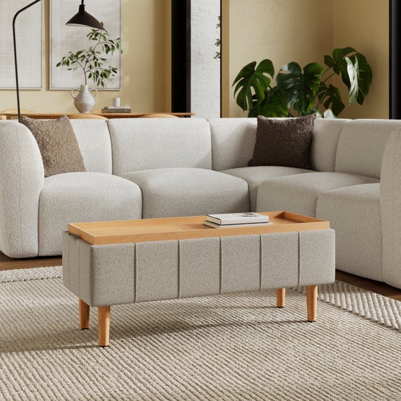 Holland Basketweave Tray Table Ottoman