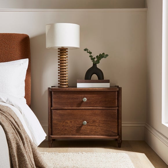Elma 2 Drawer Bedside Table, Mango Wood