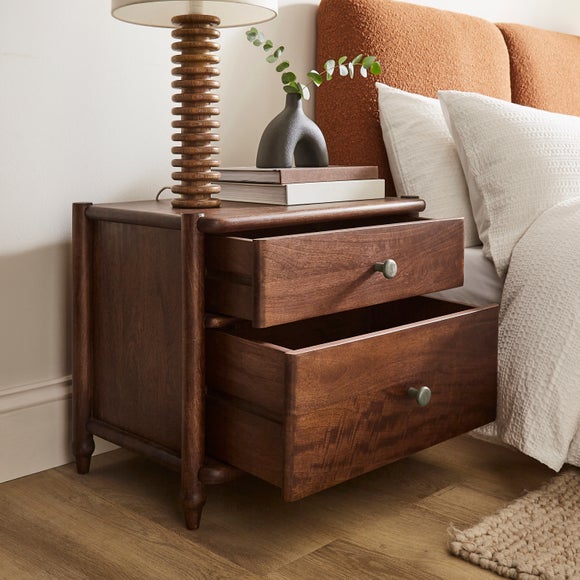 Elma 2 Drawer Bedside Table, Mango Wood