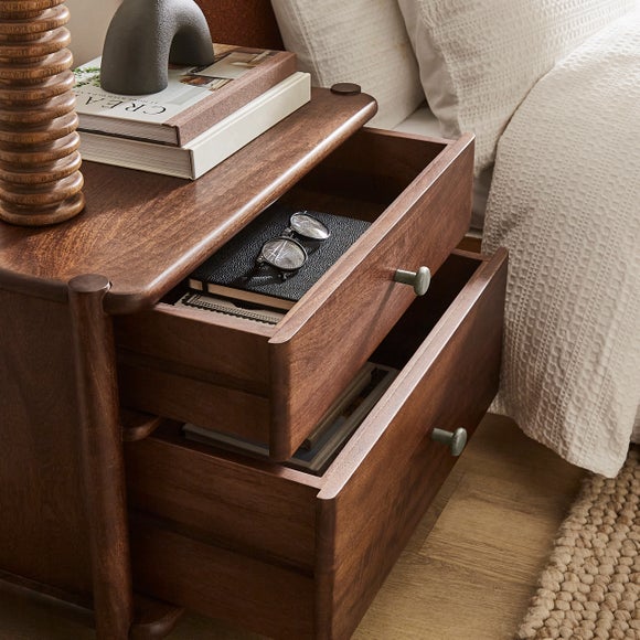 Elma 2 Drawer Bedside Table, Mango Wood