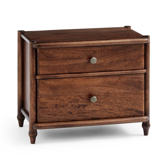 Elma 2 Drawer Bedside Table, Mango Wood