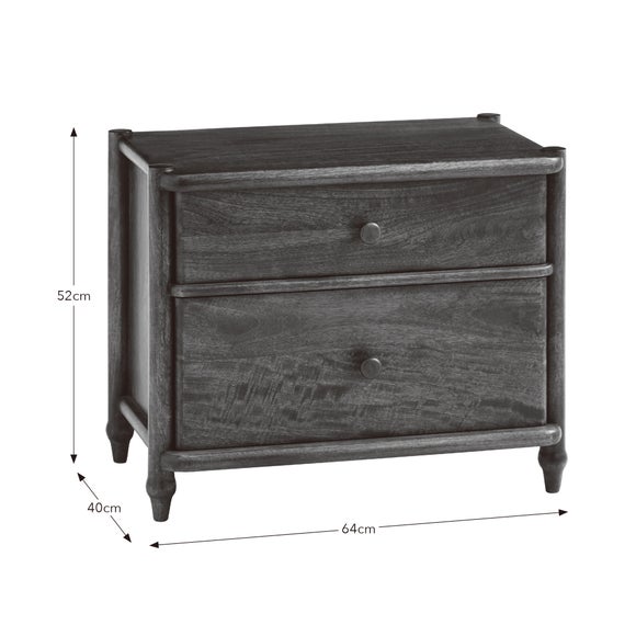 Elma 2 Drawer Bedside Table, Mango Wood