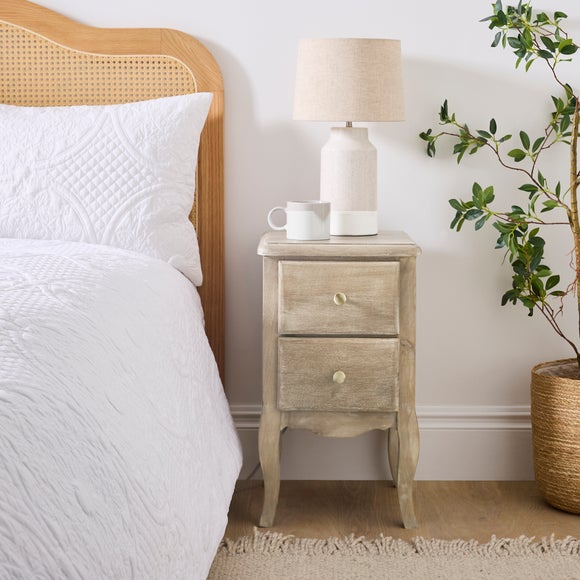 Giselle 2 Drawer Bedside Table, Mango Wood, product image 1