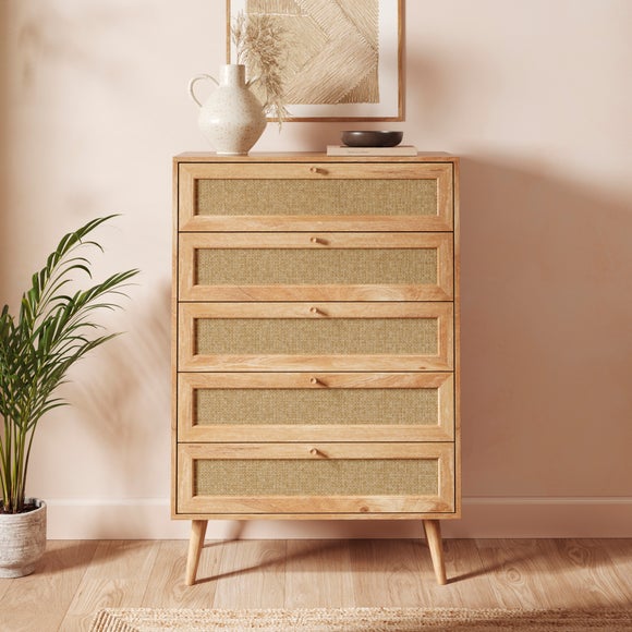 Jordyn 5 Drawer Chest, Mango Wood Effect, product image 1