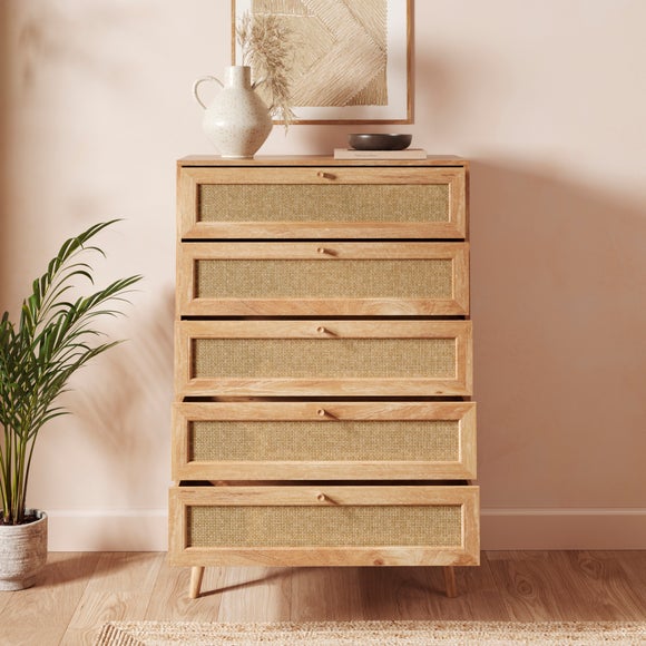 Jordyn 5 Drawer Chest, Mango Wood Effect, product image 2