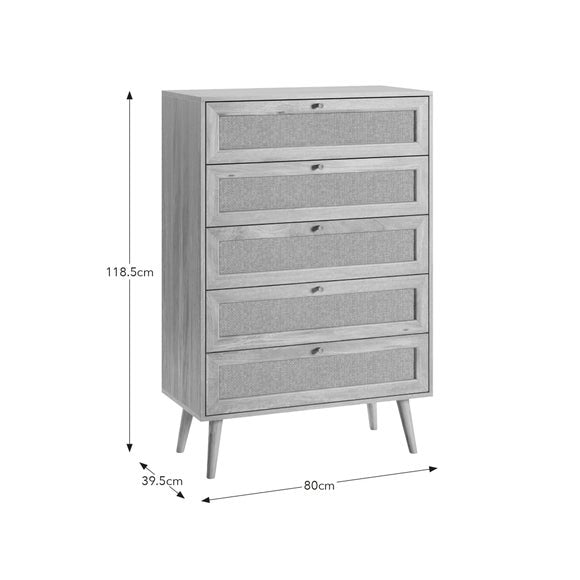 Jordyn 5 Drawer Chest, Mango Wood Effect, product image 9