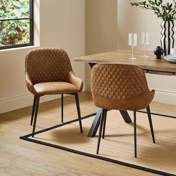 Hudson Set of 2 Dining Chairs, Faux Leather, product image 1