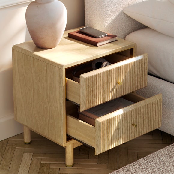Daphne 2 Drawer Bedside, Oak Effect