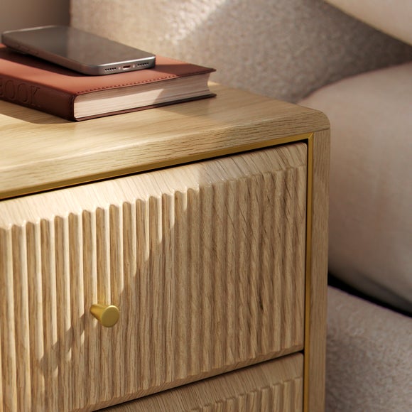 Daphne 2 Drawer Bedside, Oak Effect