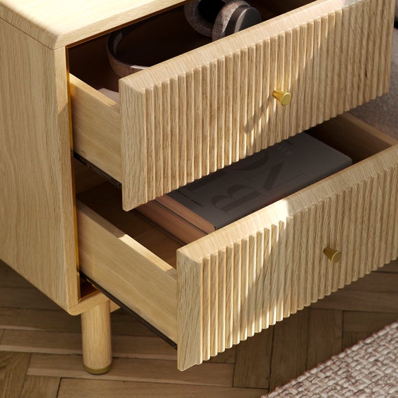 Daphne 2 Drawer Bedside, Oak Effect