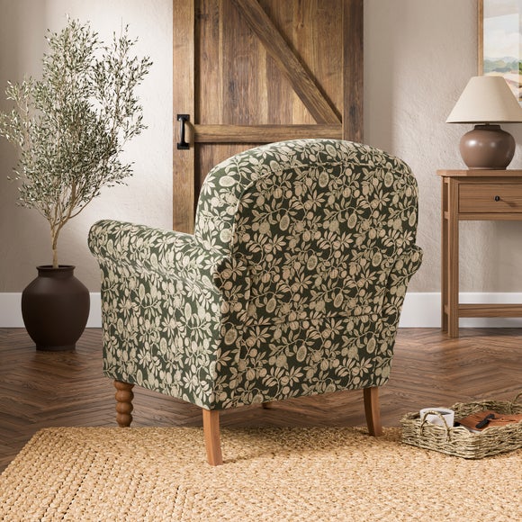 Enya Vintage Pod Print Scroll Armchair