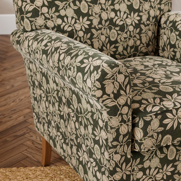 Enya Vintage Pod Print Scroll Armchair
