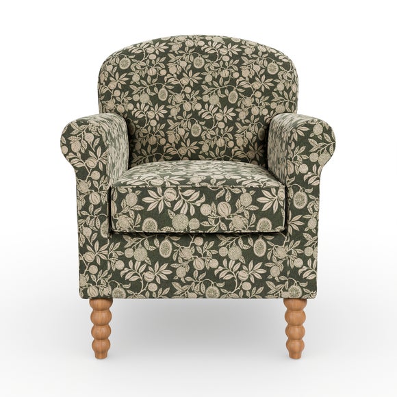 Enya Vintage Pod Print Scroll Armchair