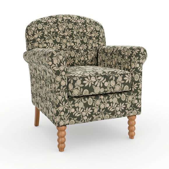 Enya Vintage Pod Print Scroll Armchair