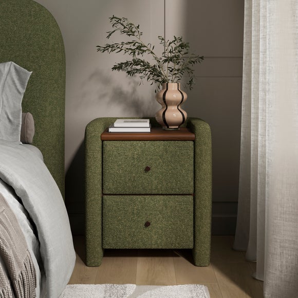 Squidge 2 Drawer Boucle Bedside Table, product image 1