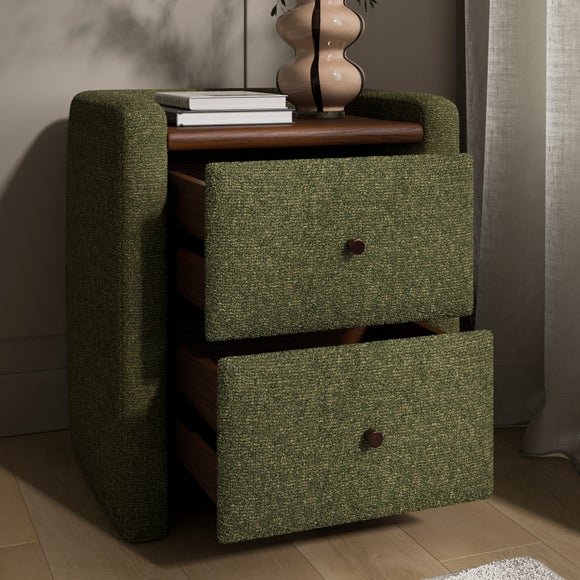 Squidge 2 Drawer Boucle Bedside Table, product image 2