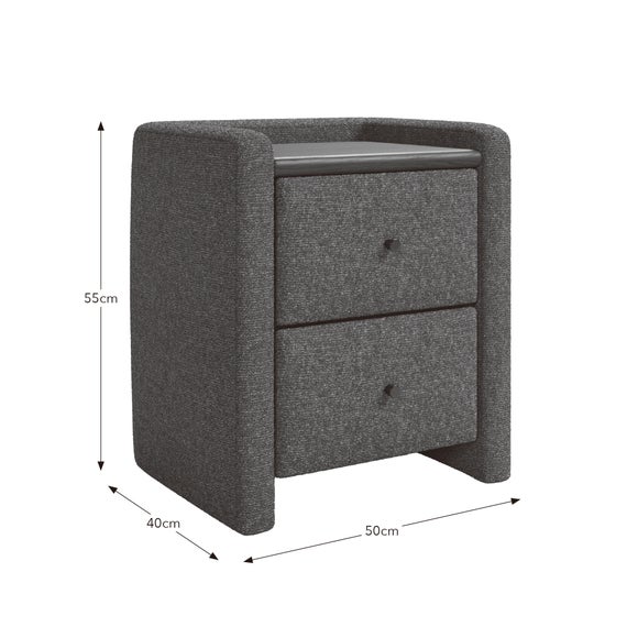Squidge 2 Drawer Boucle Bedside Table, product image 9