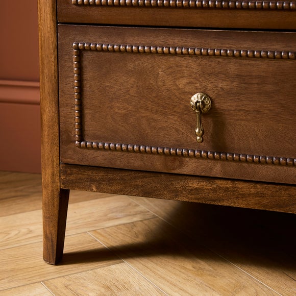 Ettie Beaded 2 Drawer Bedside Table, Mango Wood