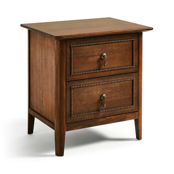 Ettie Beaded 2 Drawer Bedside Table, Mango Wood